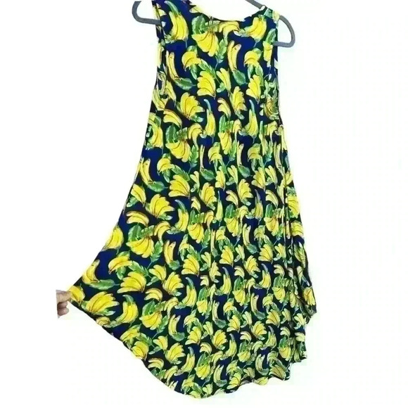 RARE VTG Jessica Taylor one size blue banana print swim cover up asymmetrical - Picture 4 of 8